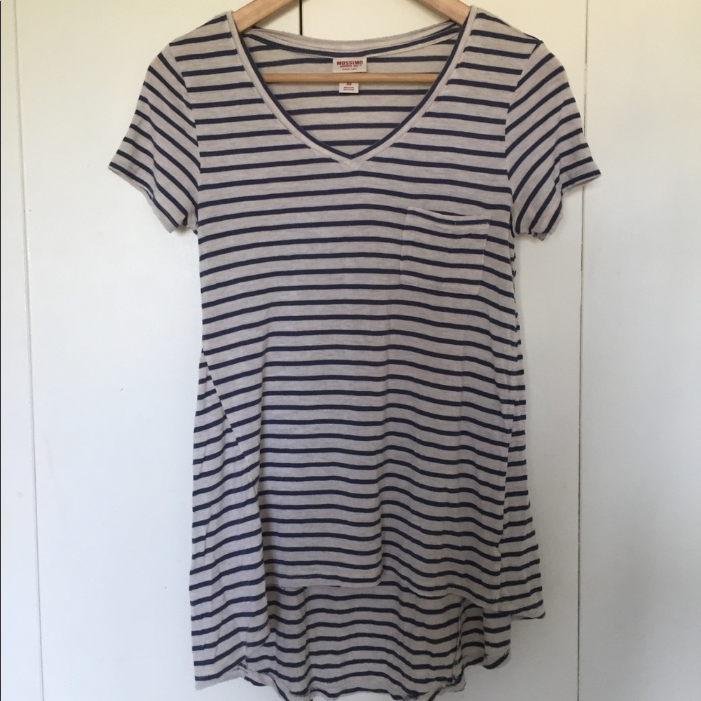 Mossimo Supply Co. Beige and Blue Striped Shirt
